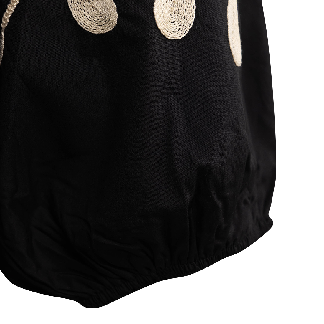 ENTRO Black V-Neck Embroidered Long Sleeve Top