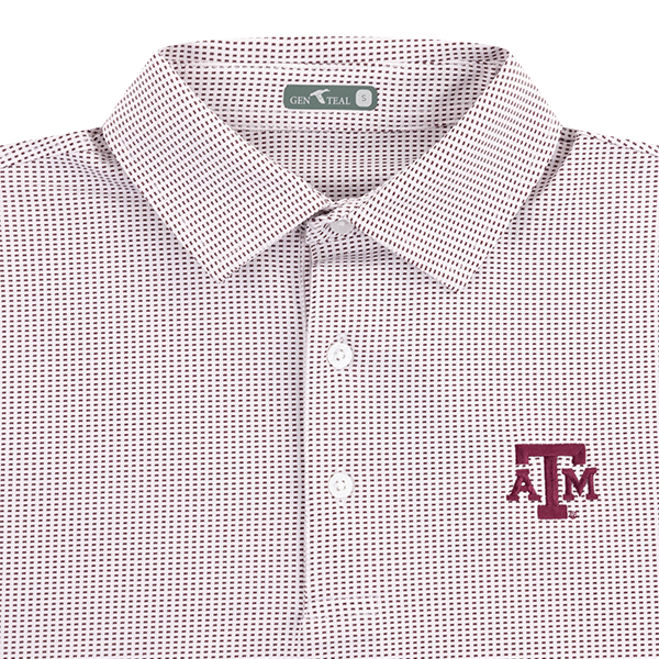 Texas A&M GenTeal Jacquard Pattern Polo - Maroon