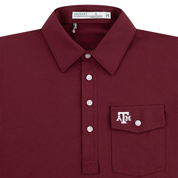 Texas A&M Criquet Pocket Flap Performance Shirt - Maroon