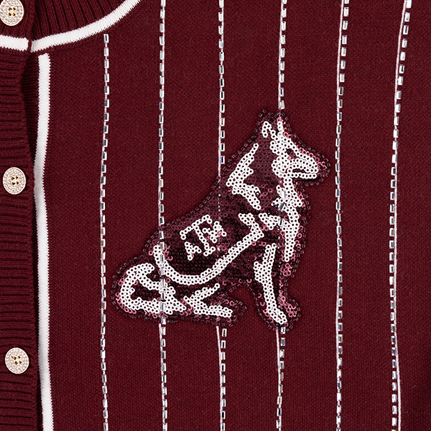 Queen of Sparkles Reveille Maroon Striped Button Down