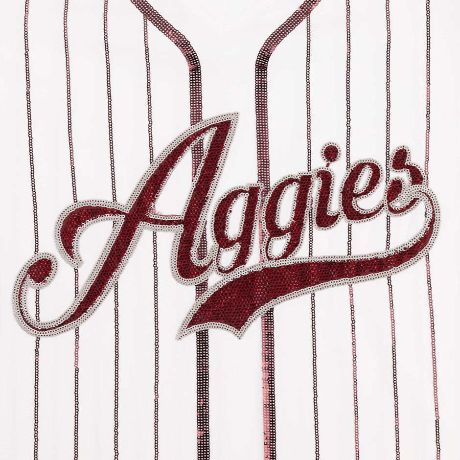 Aggies Queen of Sparkles White Striped Jersey Dress
