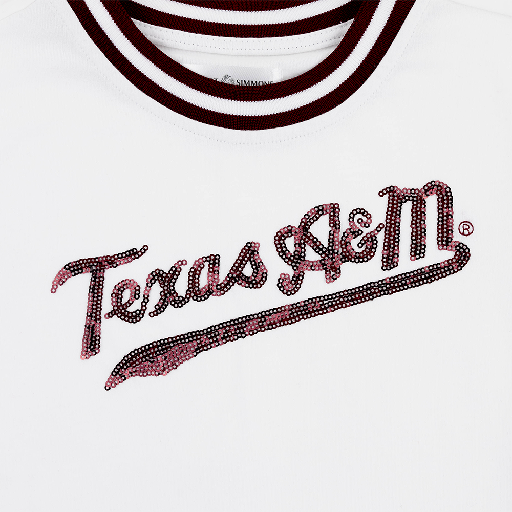 Texas A&M Stewart Simmons Youth Sequin Jersey Tee - White