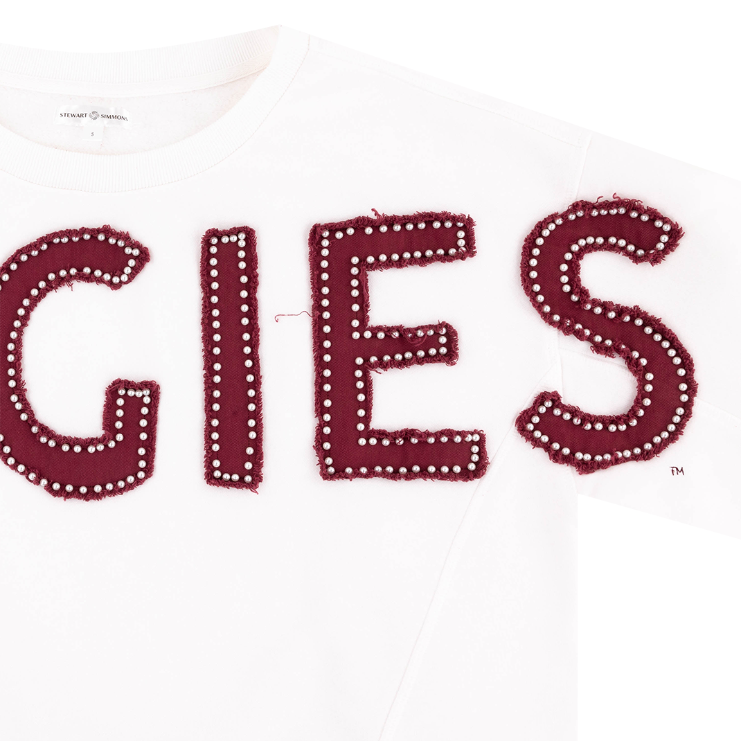 Aggie Stewart Simmons Pearl High Low Pullover - White