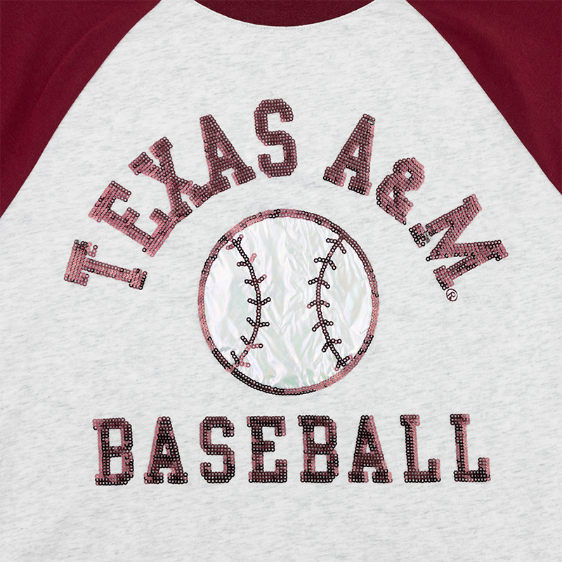 Texas A&M Stewart Simmons Baseball Sequin Raglan Top