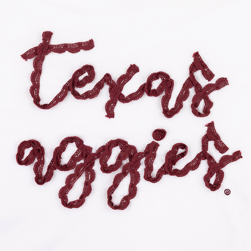 Aggies Stewart Simmons Boxy V-Neck Crochet Top - White