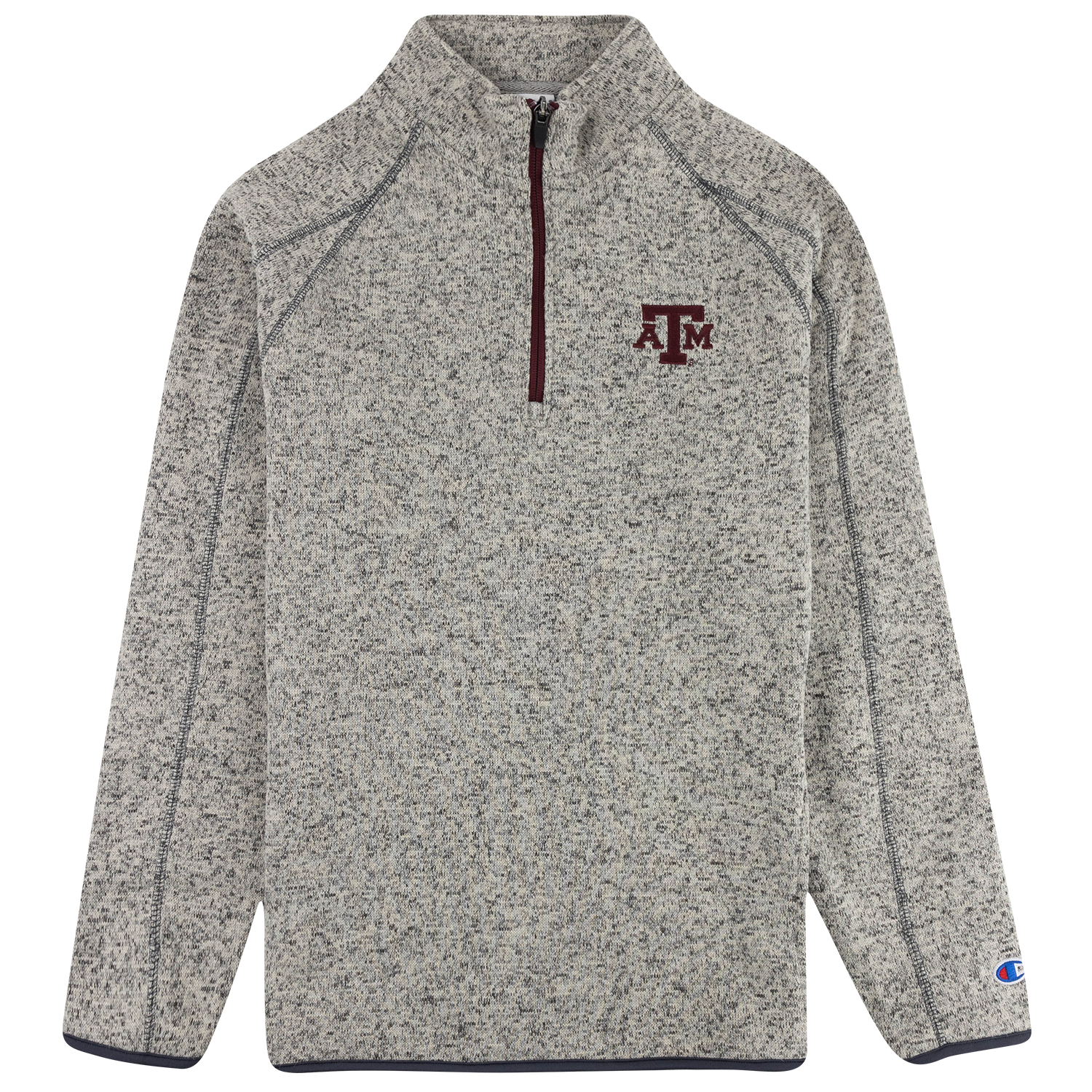 Texas A&M Champion Mens Fleece 1/4 Zip - Grey