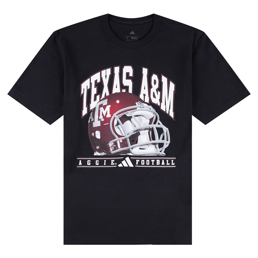 Texas A&M Adidas Black Football Helmet T-Shirt