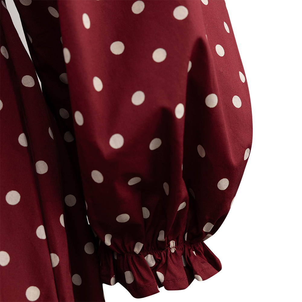 She + Sky Maroon Polka Dot Mini Dress
