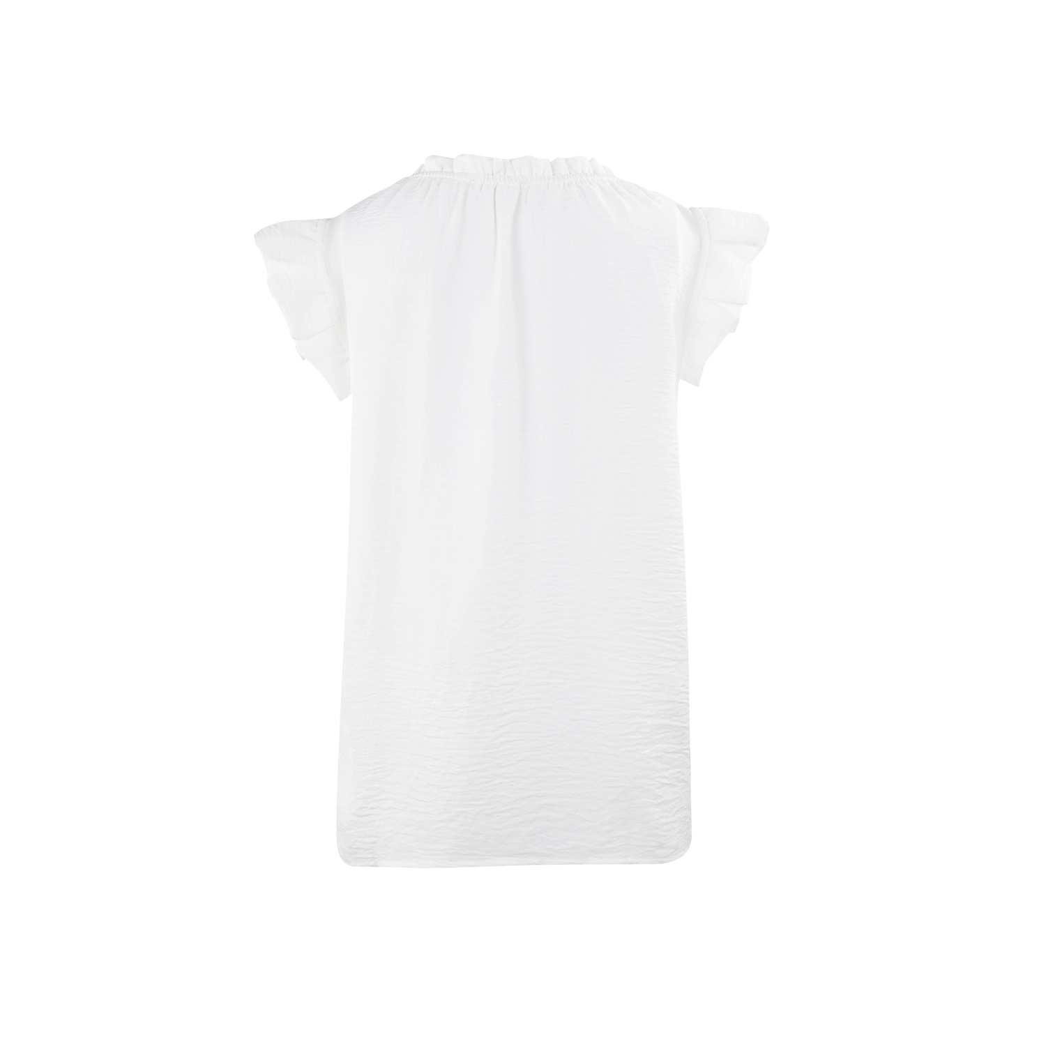 Staccato Ruffle Neck Pleated Sleeve Top - White