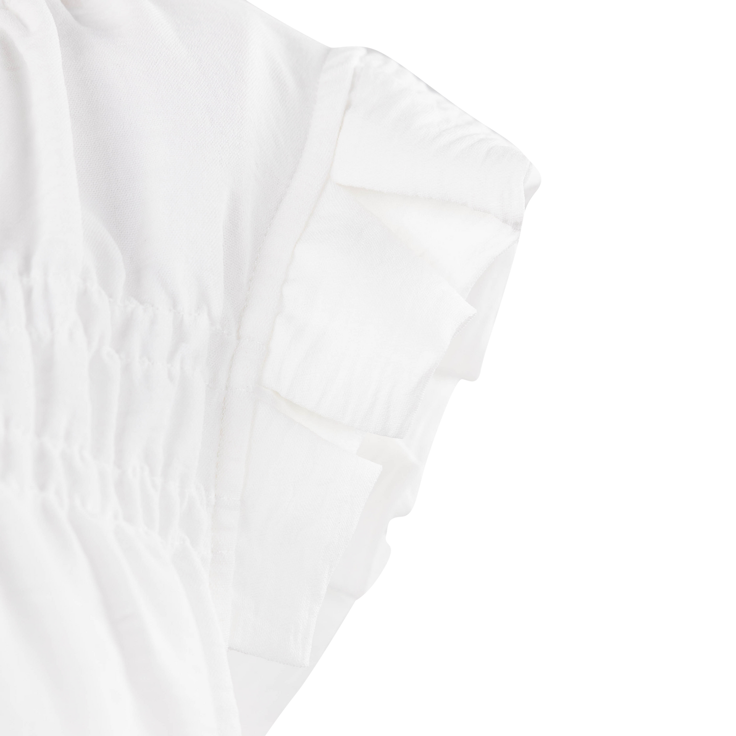 Staccato Ruffle Neck Pleated Sleeve Top - White