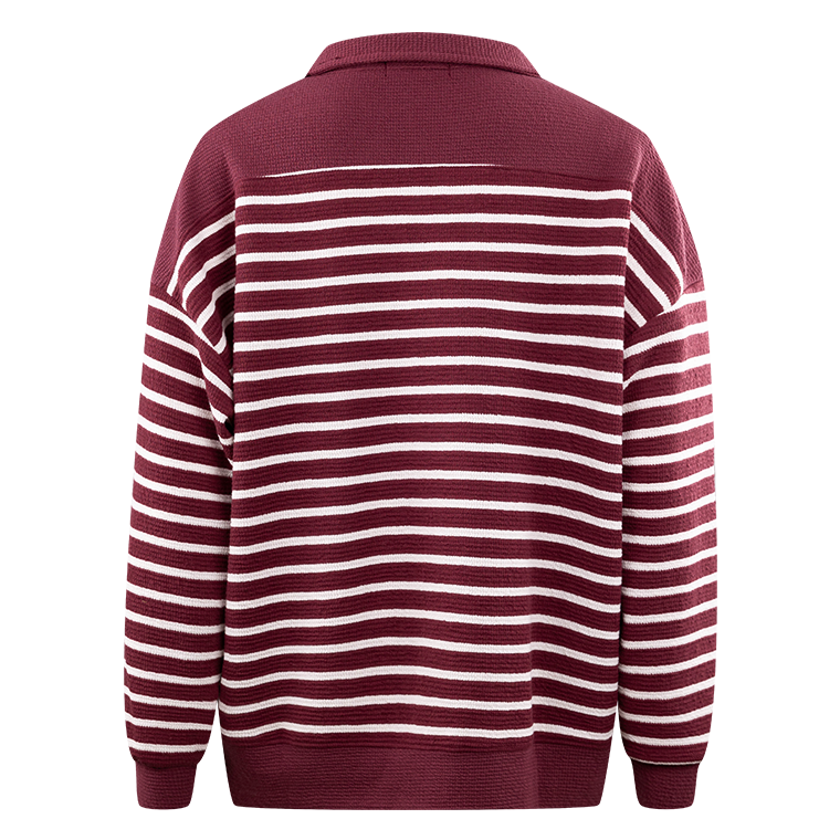 TRES BIEN CLOTHING Collared Striped Sweater