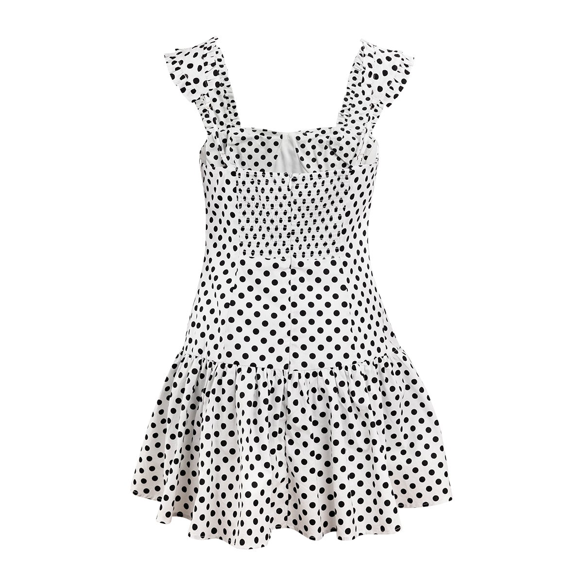 Baby Pink Polka Dot Mini Dress - White