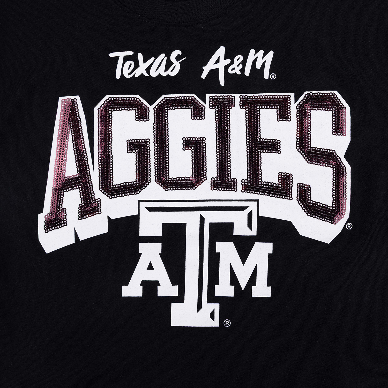 Texas A&M Gen 2 Youth Girls Sequin Cheer T-Shirt - Black