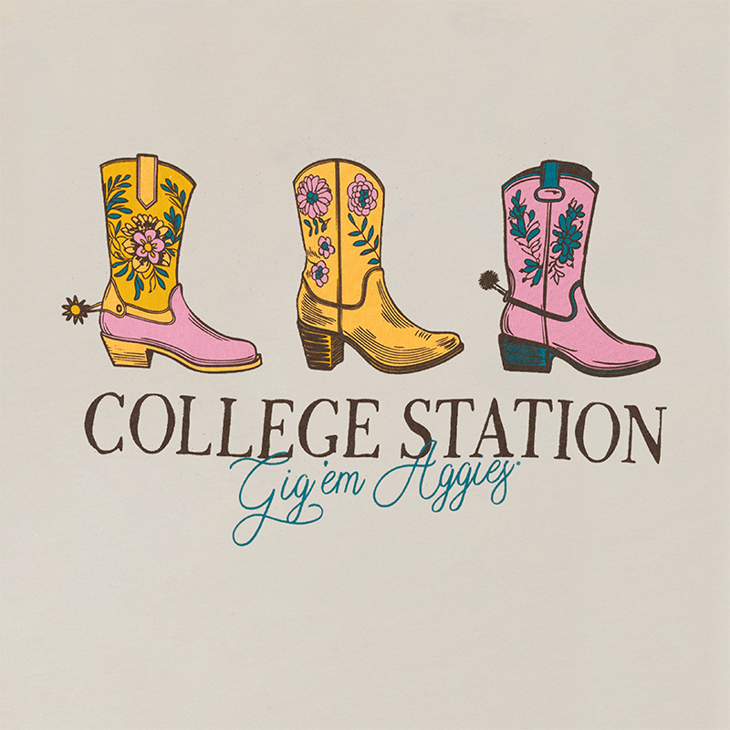 Bella + Canvas Pastel Boots College Station T-Shirt