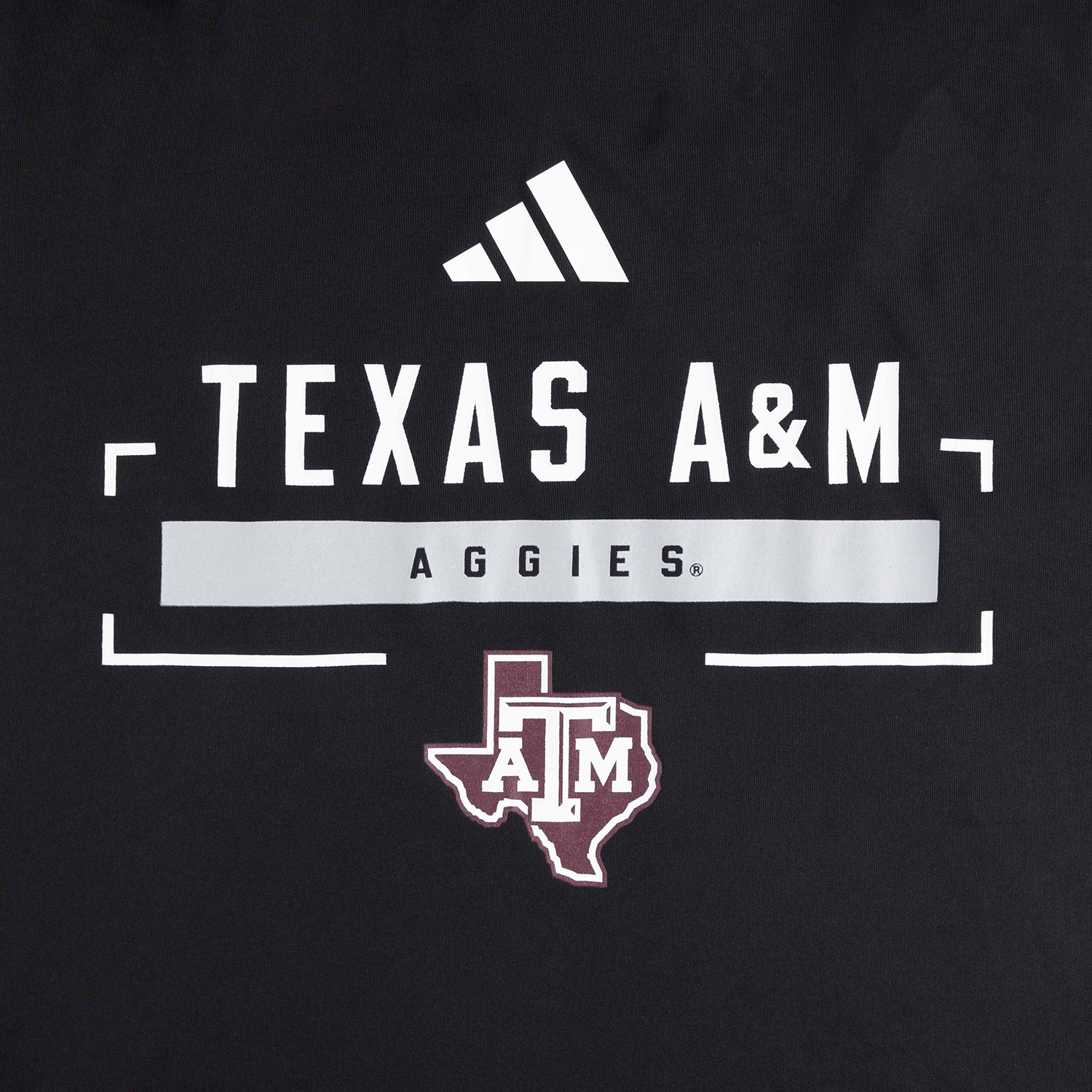 Texas A&M Adidas Long Sleeve Hoodie Tee - Black
