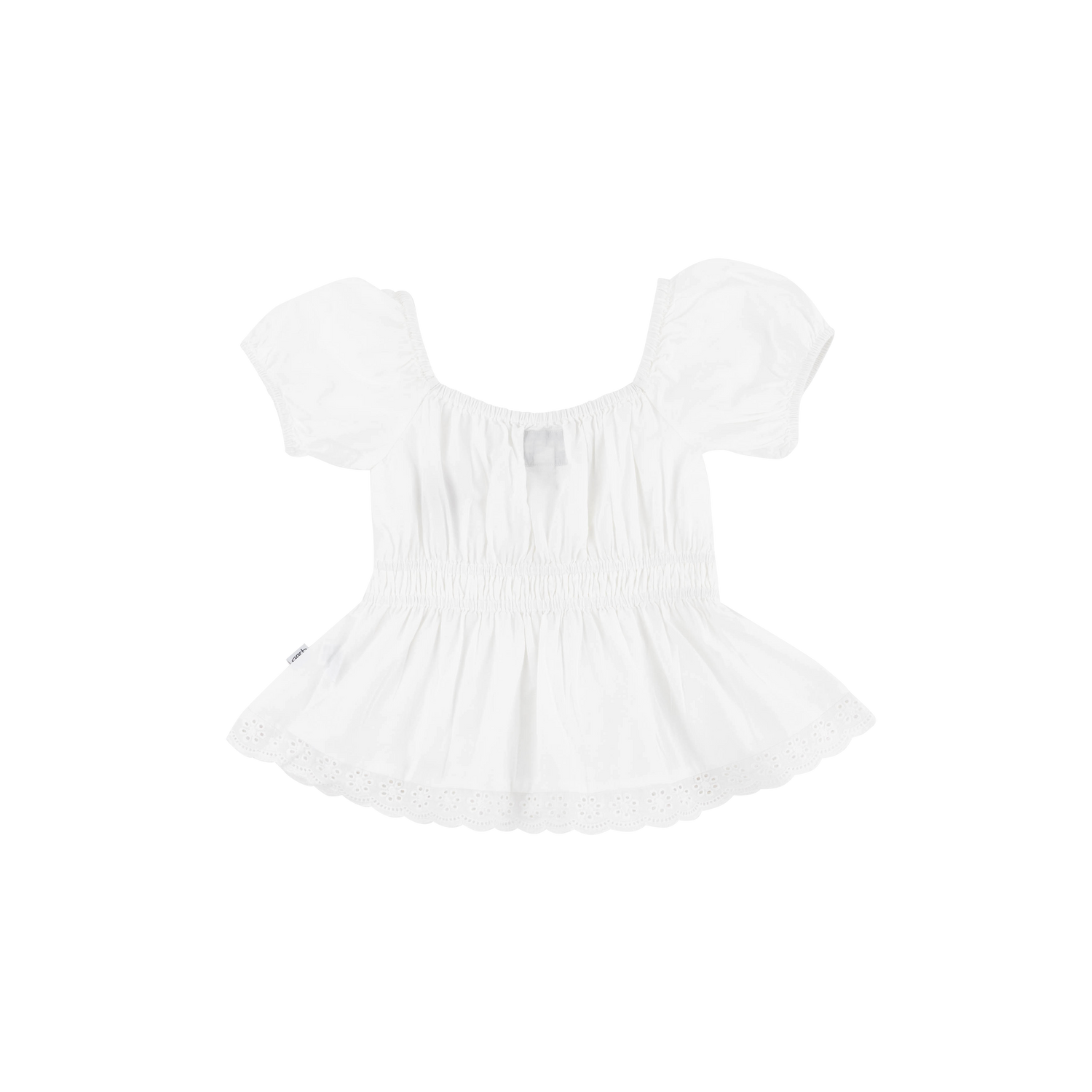 Texas A&M Garb Girls Puff Sleeve Peplum Top - White