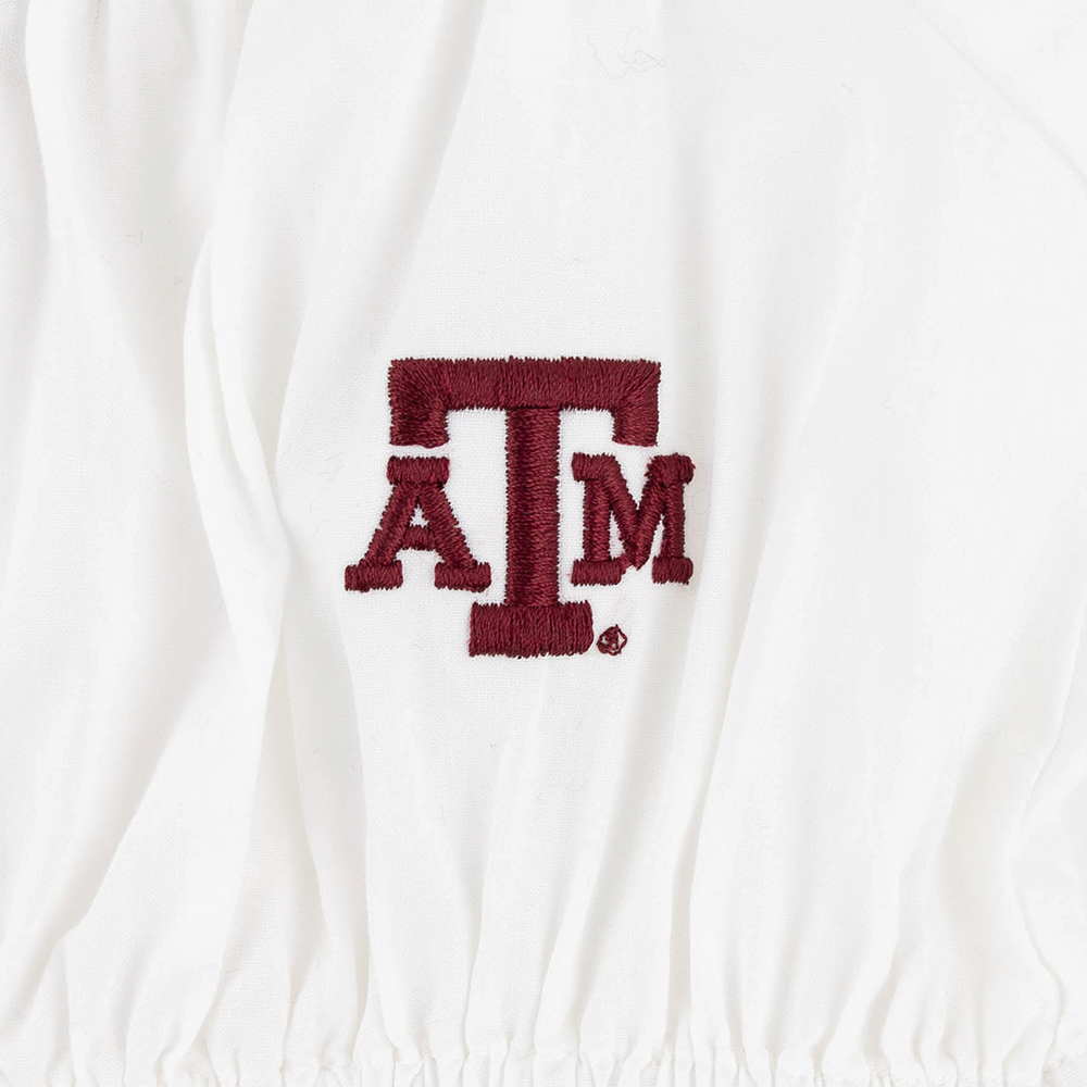 Texas A&M Garb Girls Puff Sleeve Peplum Top - White