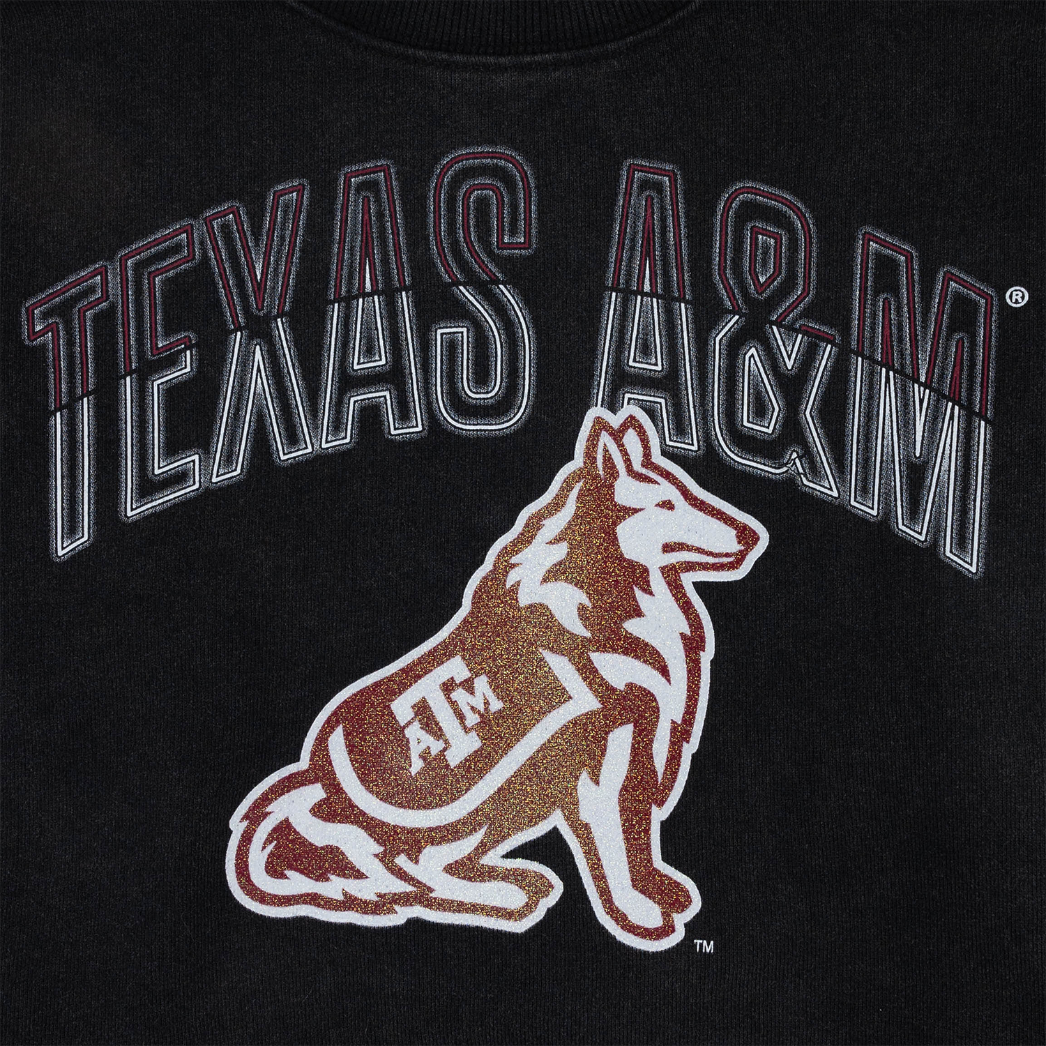 Texas A&M Gameday Social Youth Starlite Cropped Sweatshirt - Black