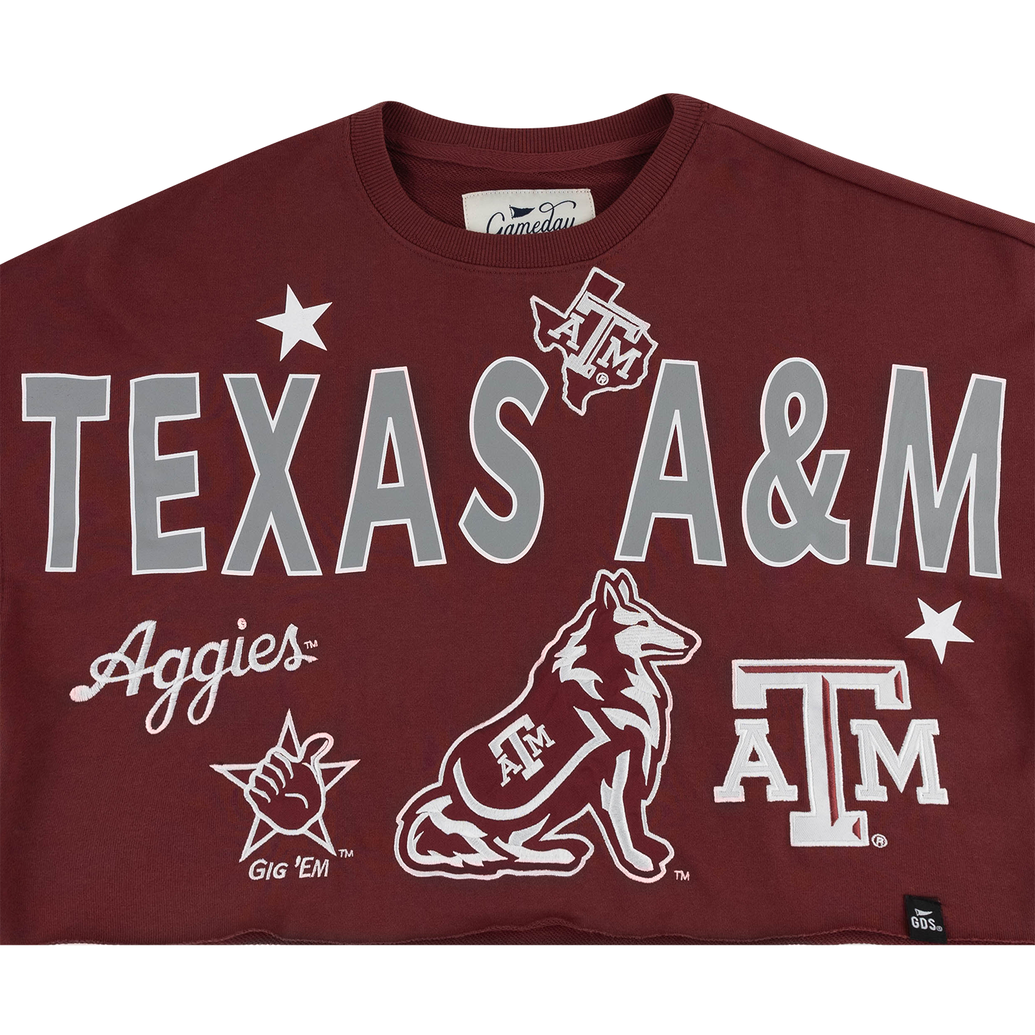 Texas A&M Patched Up Embroidered Cropped Sweatshirt - Maroon