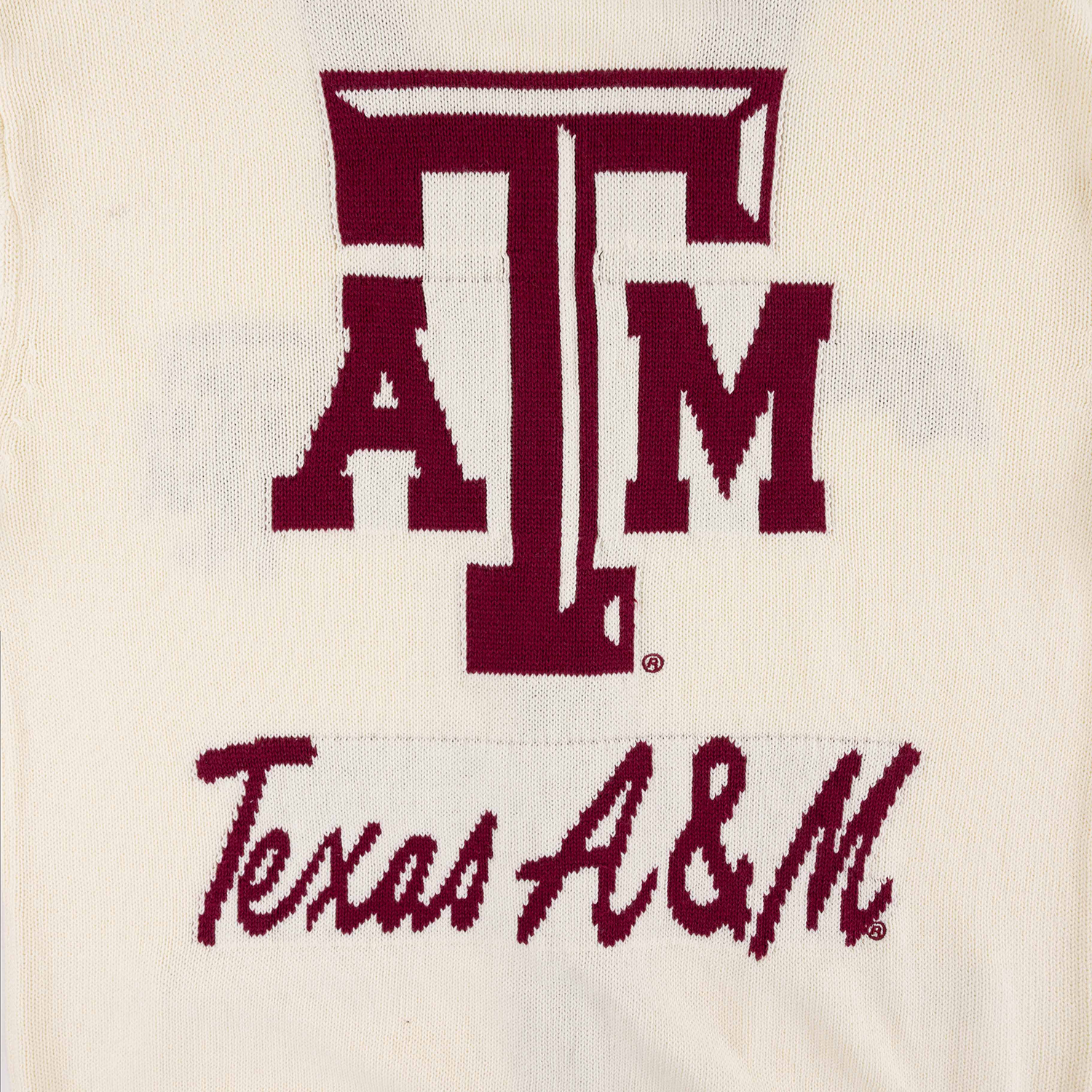 Texas A&M Vintage Knit Cardigan Sweater - Cream