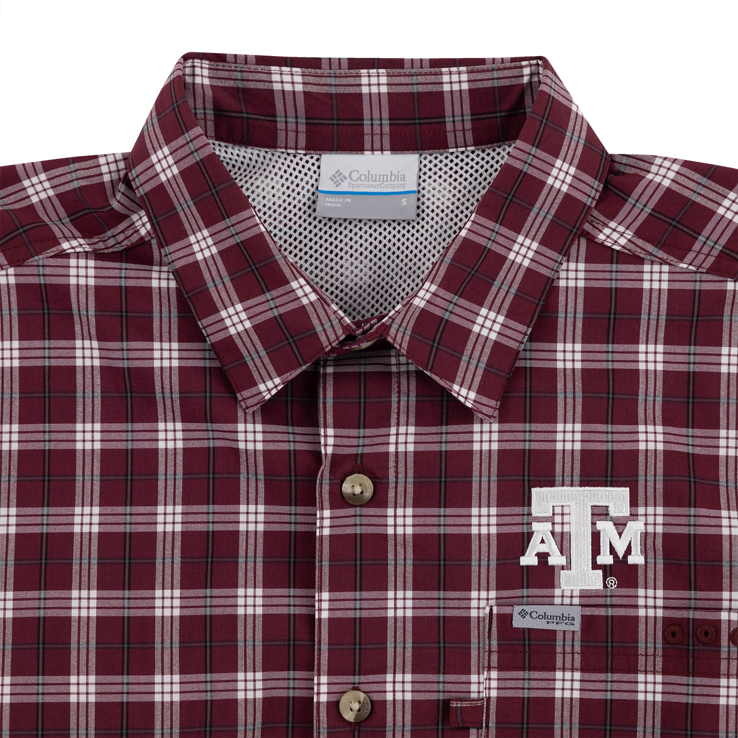 Texas A&M Columbia Plaid Button Up Long Sleeve - Maroon