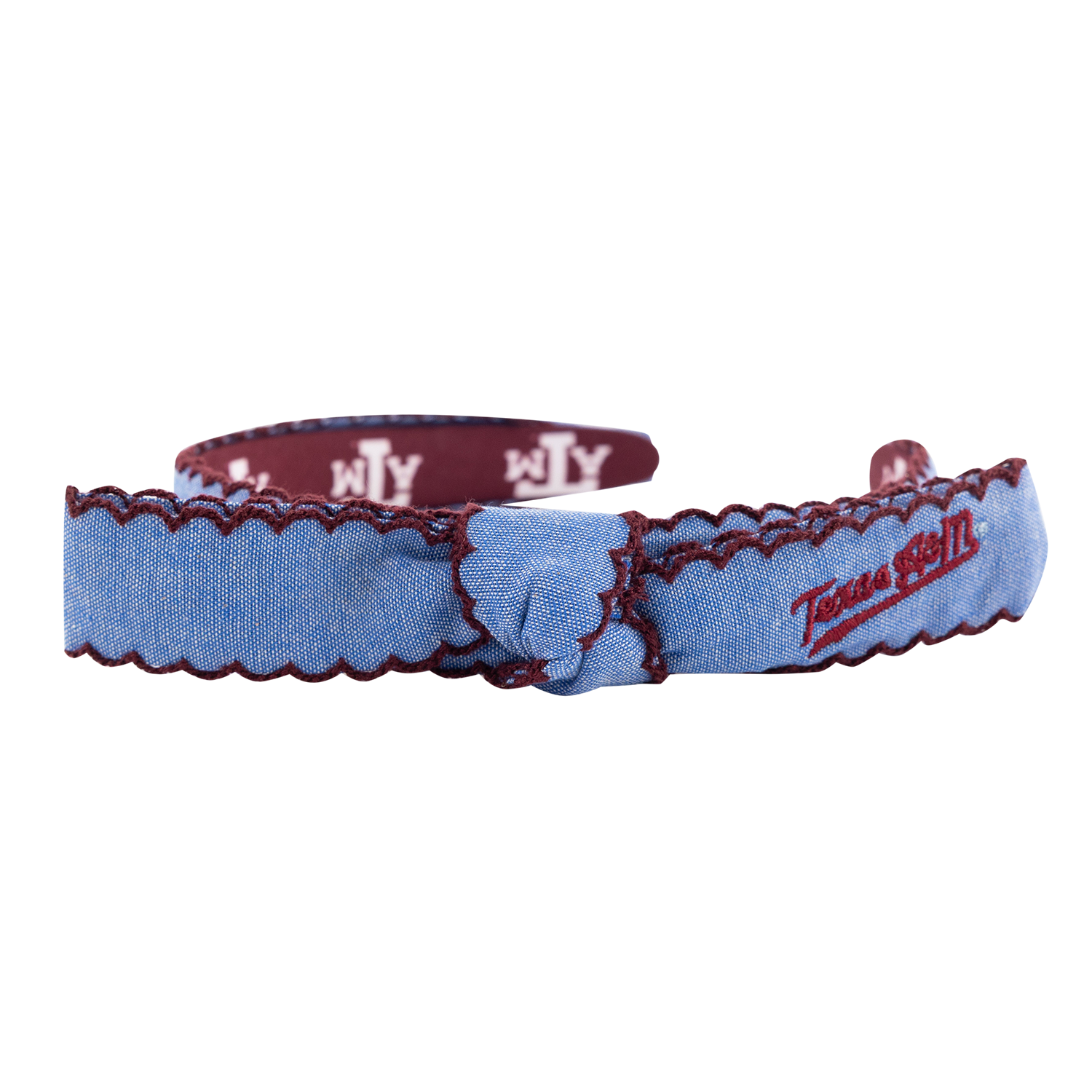 Texas A&M SHELBY & GRACE Scalloped Bow Headband - Denim