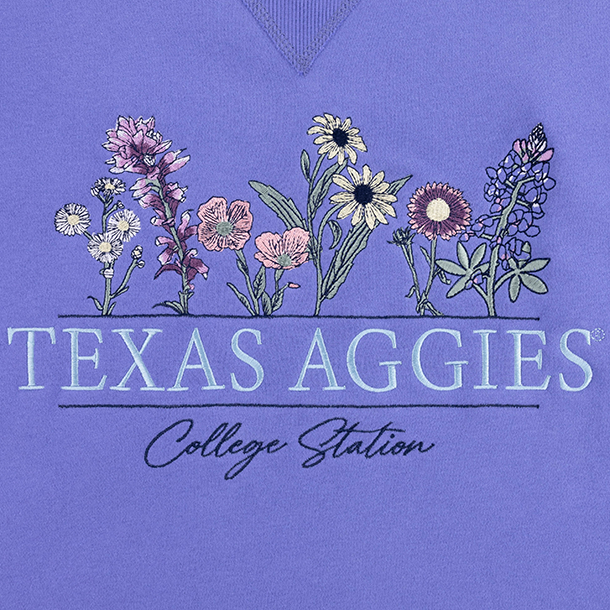 Texas Aggies Floral Embroidered Sweatshirt - Blue