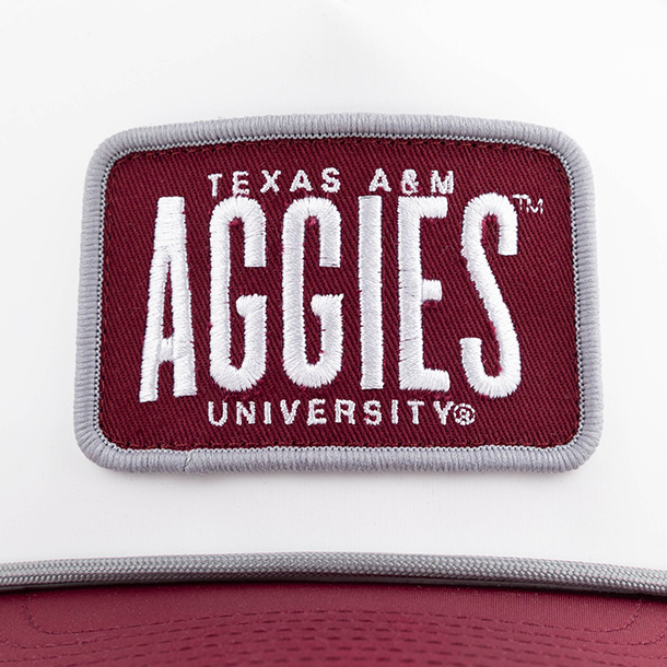 Aggies Square Patch Rope Mesh Cap - White