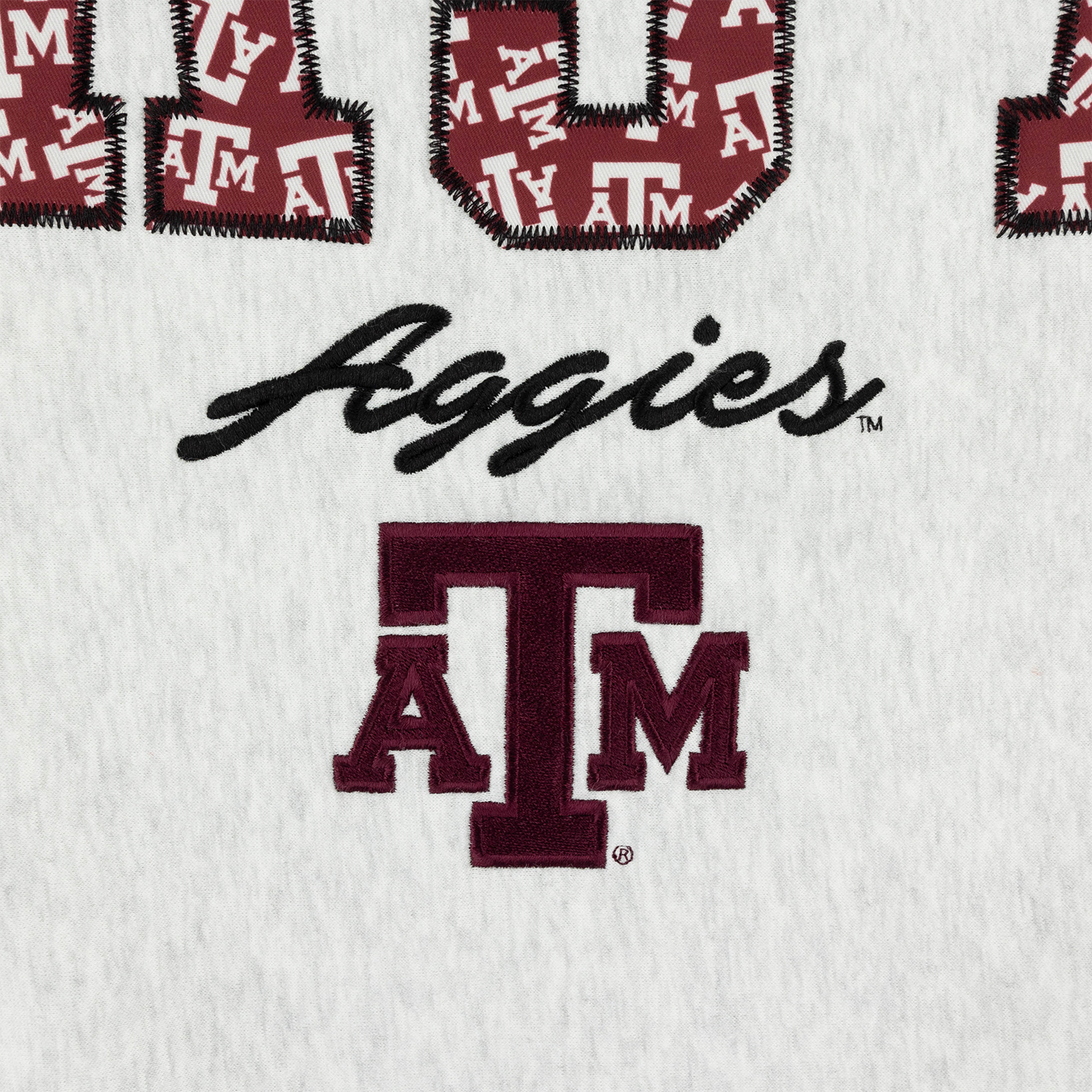 Texas A&M Pressbox Patchwork Logo Pullover - Grey