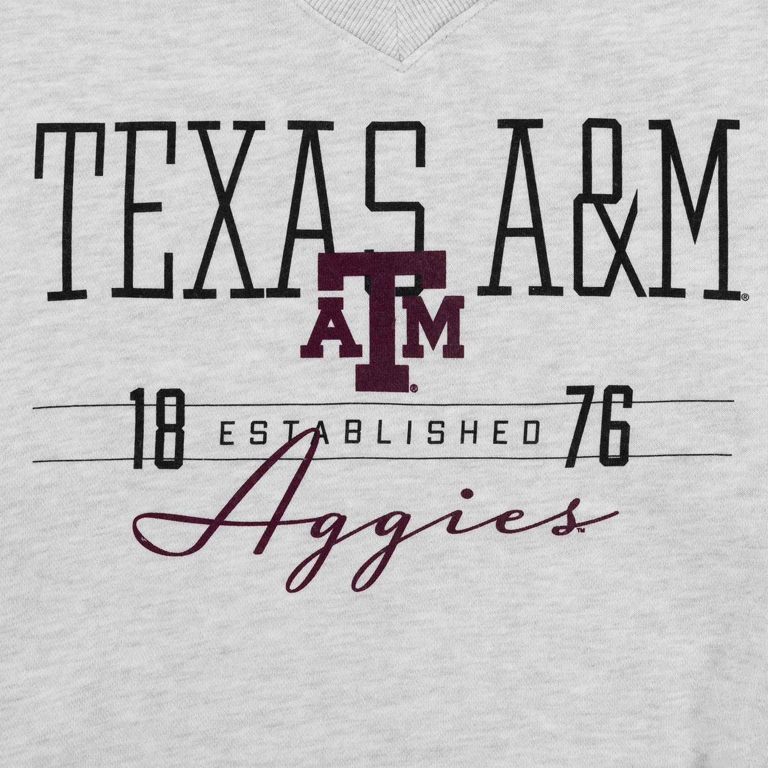 Texas A&M Aggies Pressbox V-Neck Crew - Gray