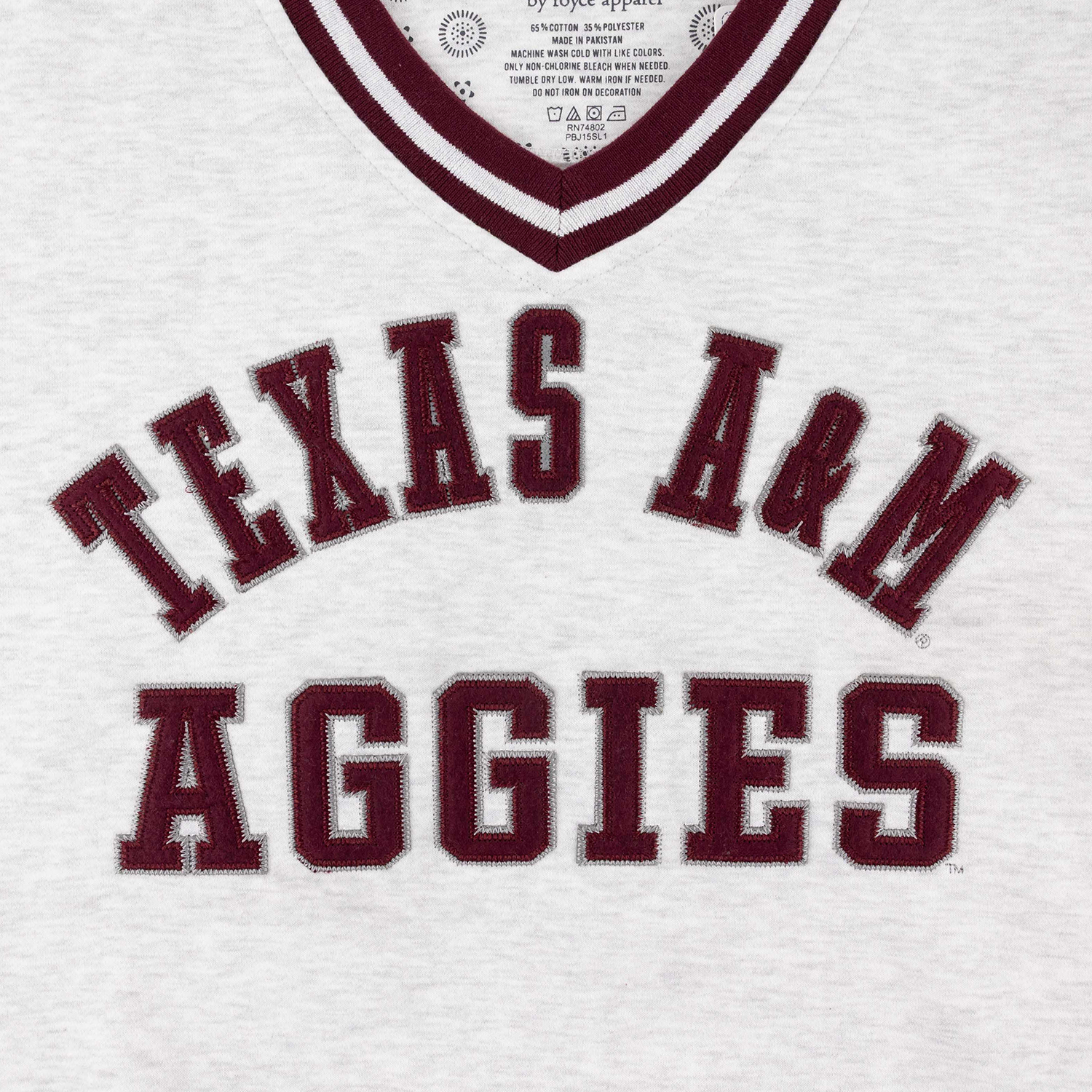 Texas A&M Pressbox Varsity V-Neck Fleece Sweatshirt - Gray