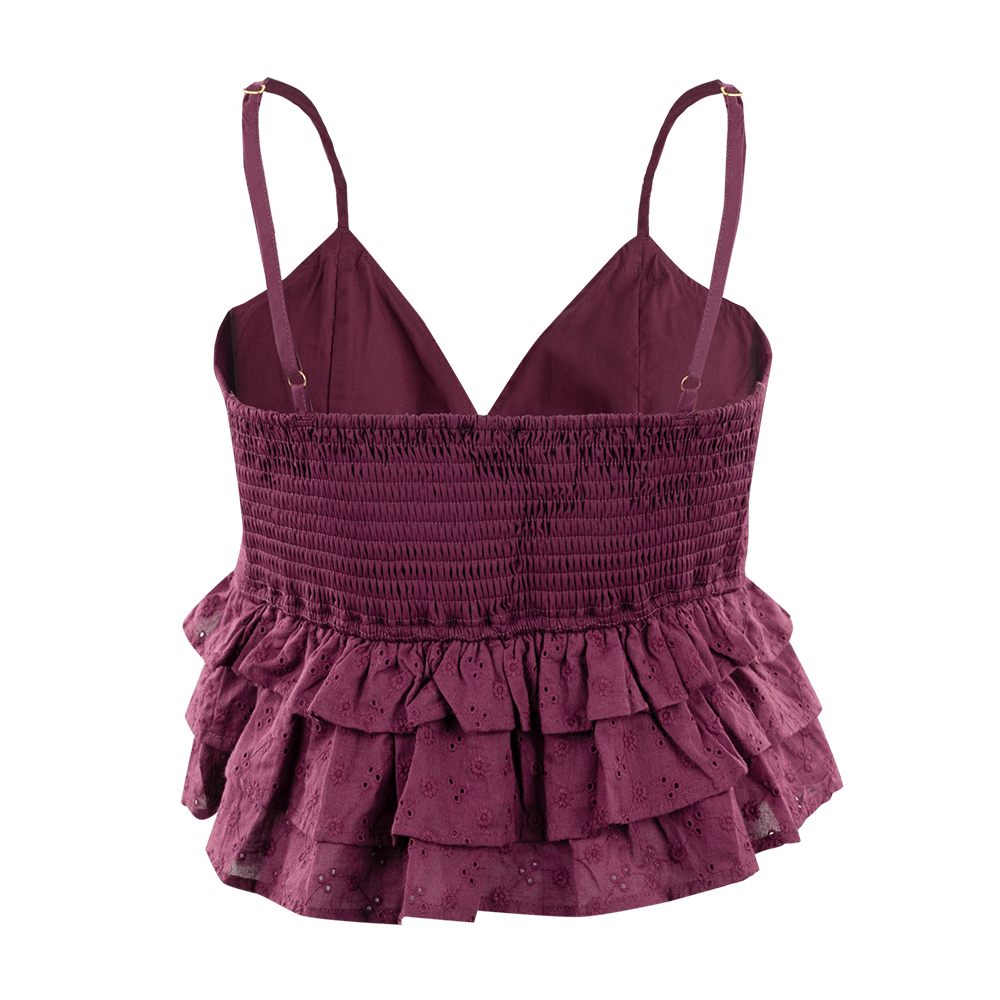 Collegiate Outfitters V-Neck Ruffle Top - Maroon