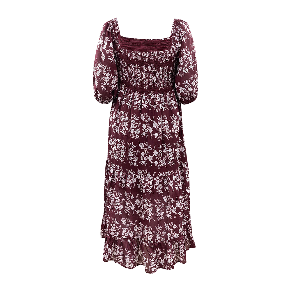 Collegiate Outfitters Long Dress with Flowers - Maroon