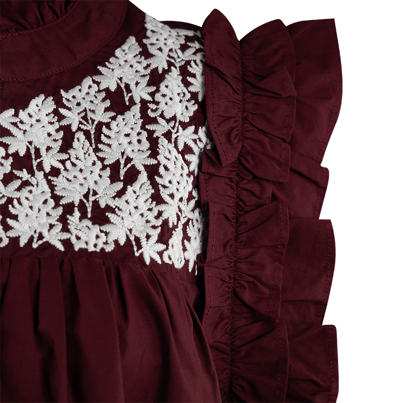 Collegiate Outfitters V-Neck Blouse with Embroidered Bluebonnets - Maroon