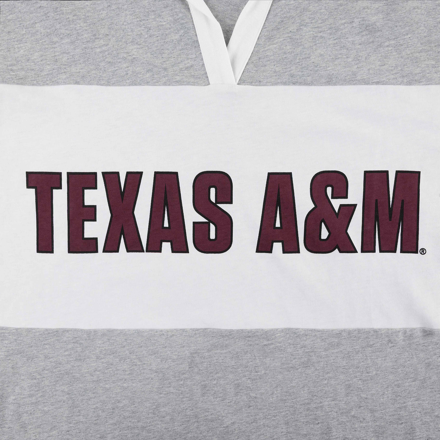 Texas A&M Oversized Stripe Polo Long Sleeve Top - Gray