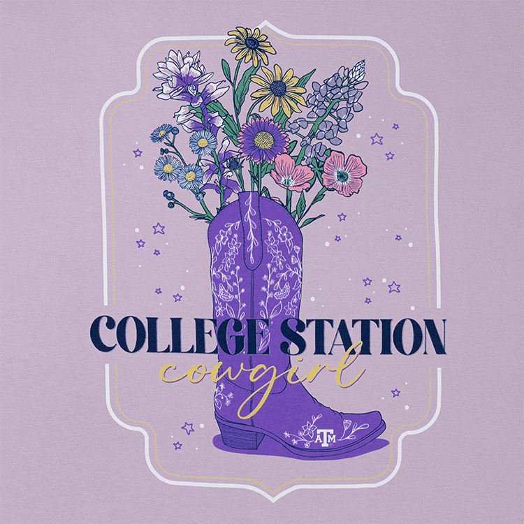 College Station Cowgirl Purple T-Shirt