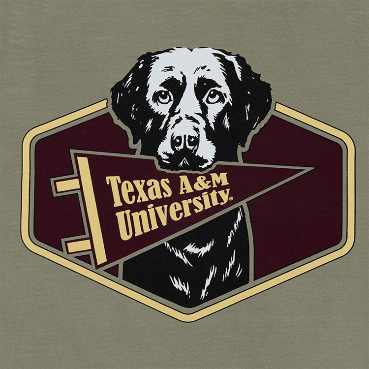 Texas A&M Dog Holding A&M Pennant T-Shirt