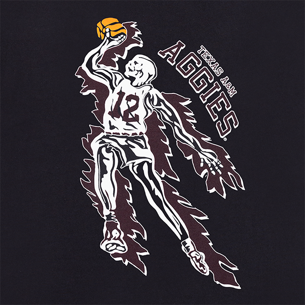 Aggies Skeleton Basketball Black T-Shirt
