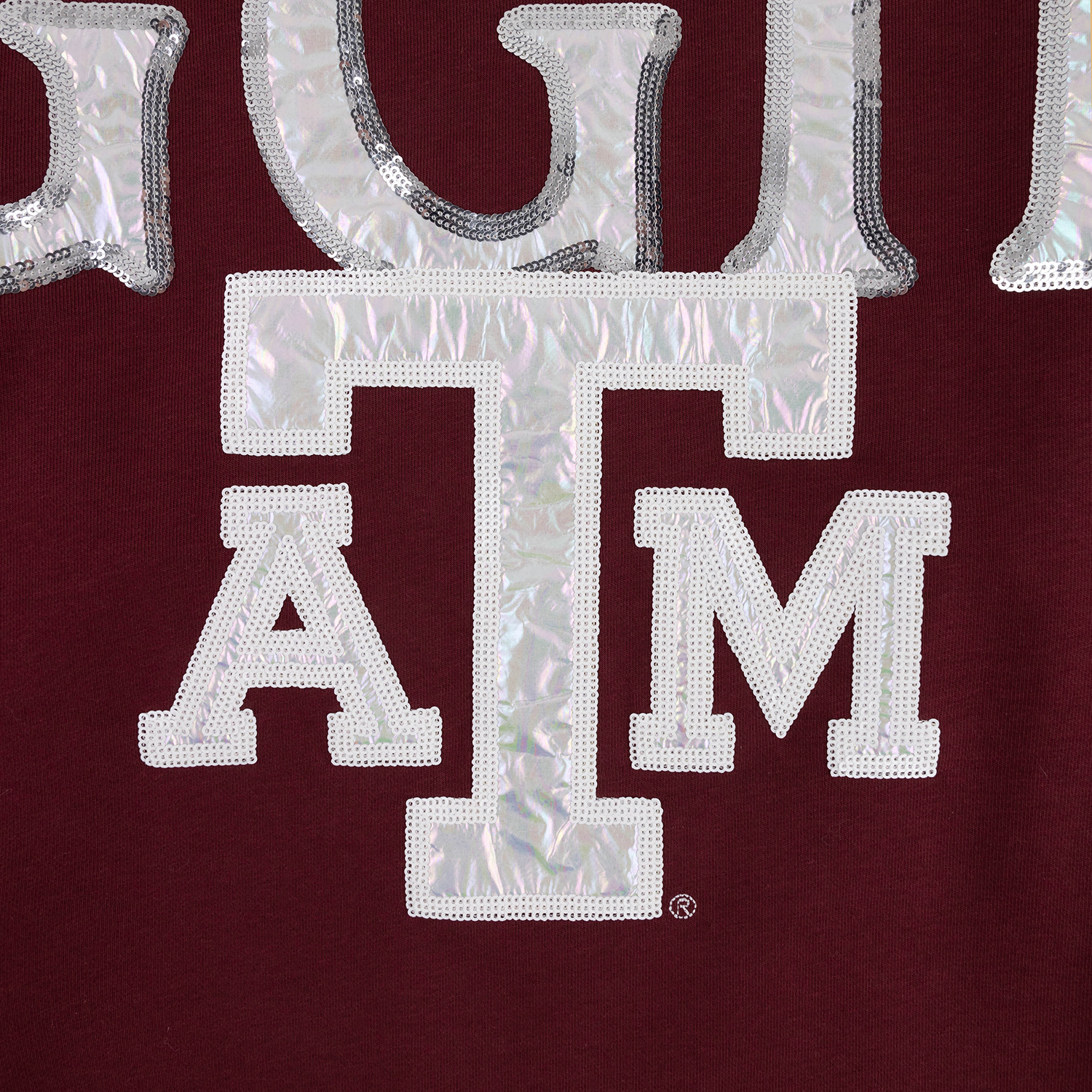 Aggies Stewart Simmons Holographic Sequin Crewneck - Maroon