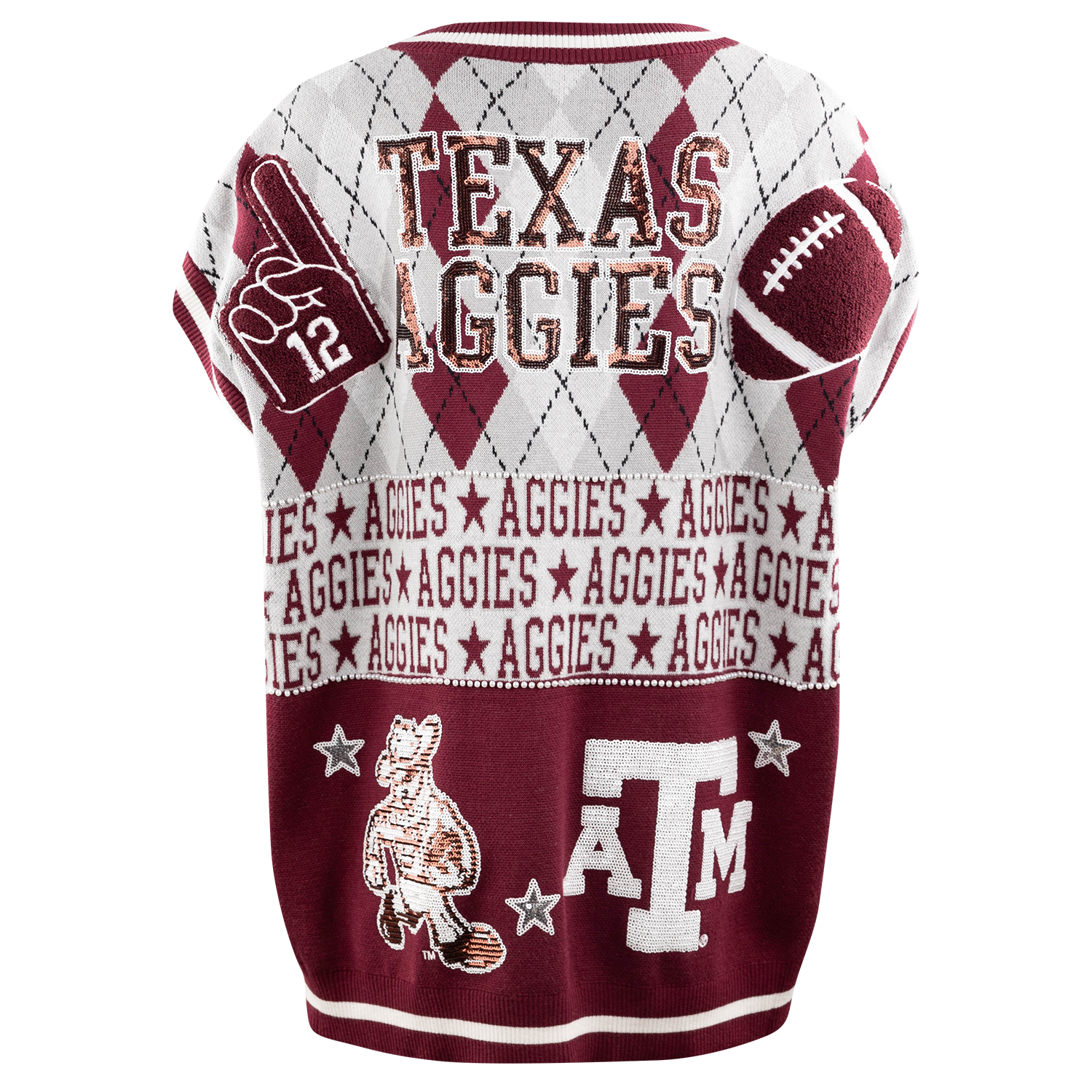 Texas A&M Stewart Simmons Argyle Football Cardigan - Maroon
