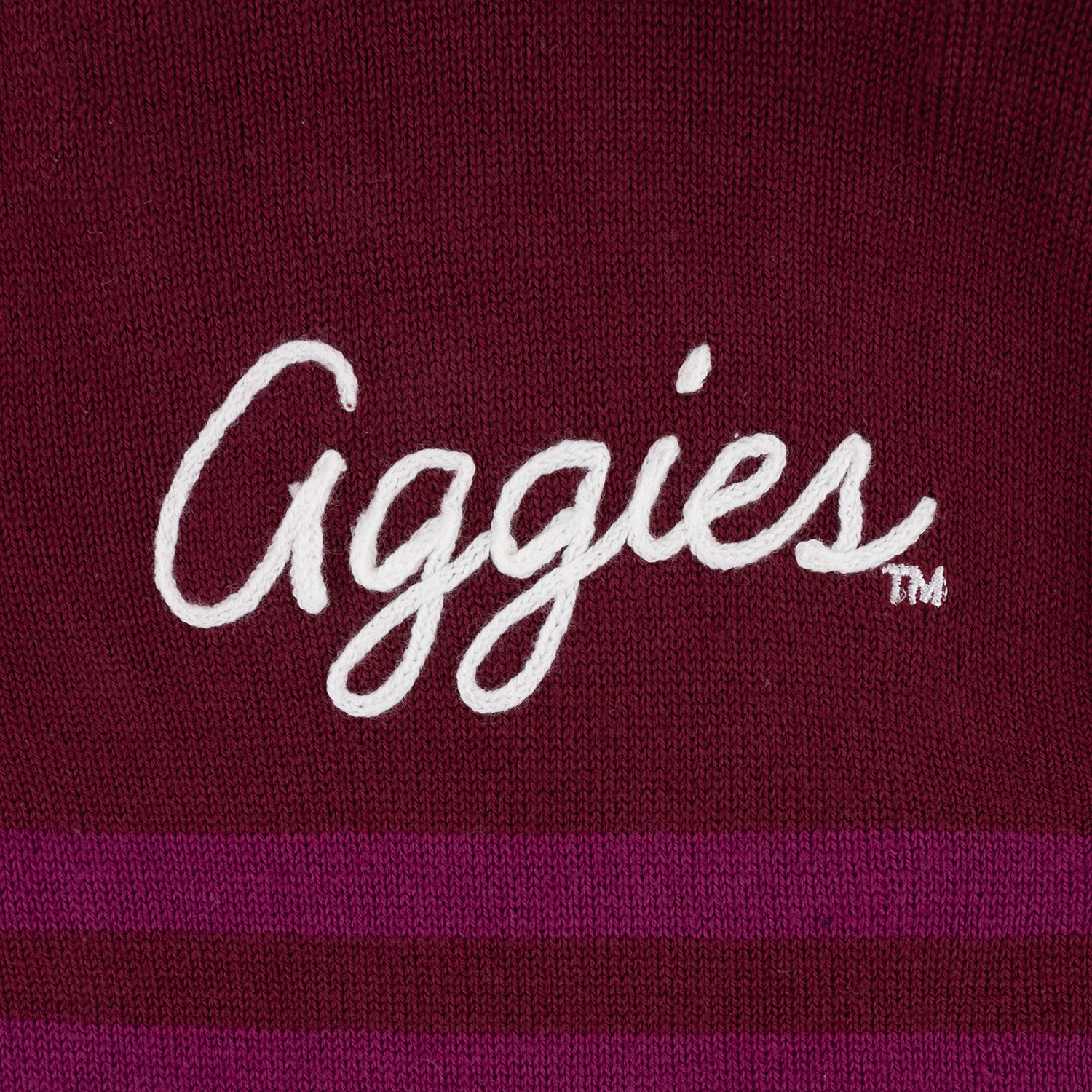 Script Aggies Stewart Simmons Stripe Duotone Sweater - Maroon