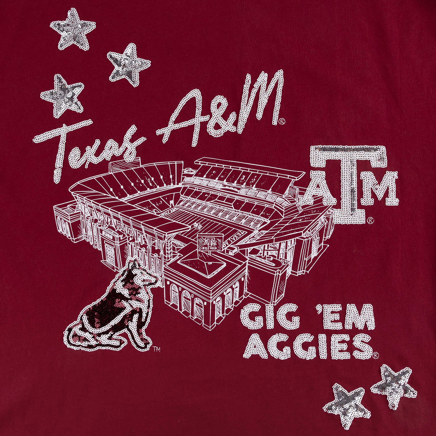 Texas A&M Stewart Simmons Fourth Quarter Sequin Tee - Maroon