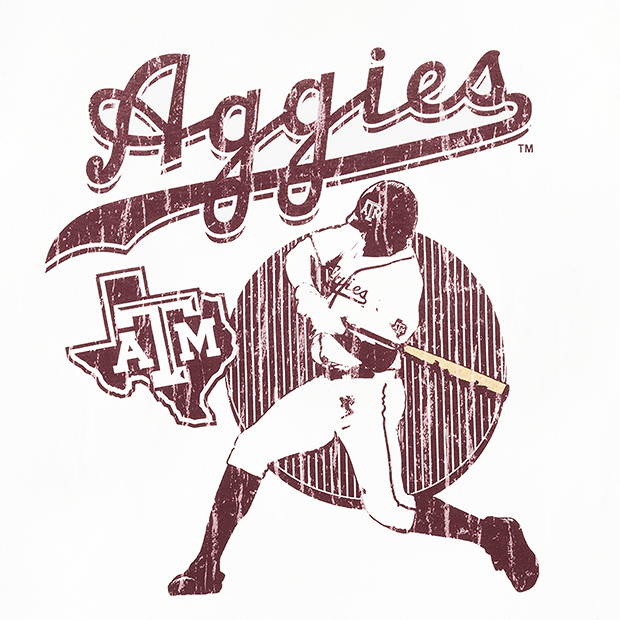 Script Aggies Baseball Silhouette T-Shirt