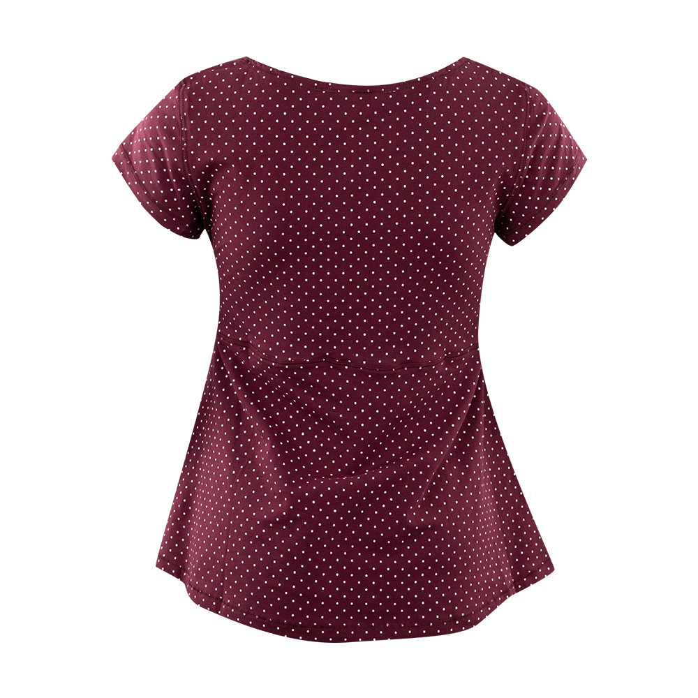 Collegiate Outfitters Polka Dot Tie Blouse - Maroon