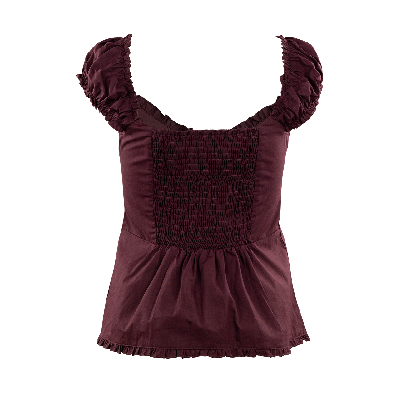 Collegiate Outfitters Cap Sleeve Button Down Blouse - Maroon