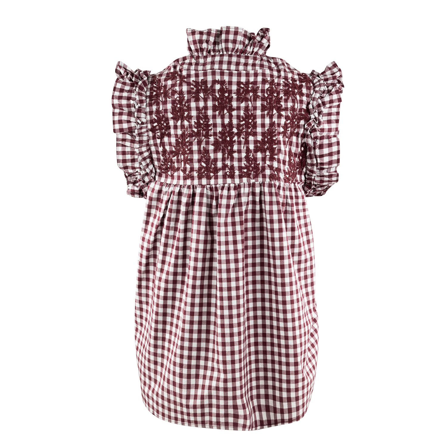 Collegiate Outfitters Lily Gingham Ruffle Top - Maroon