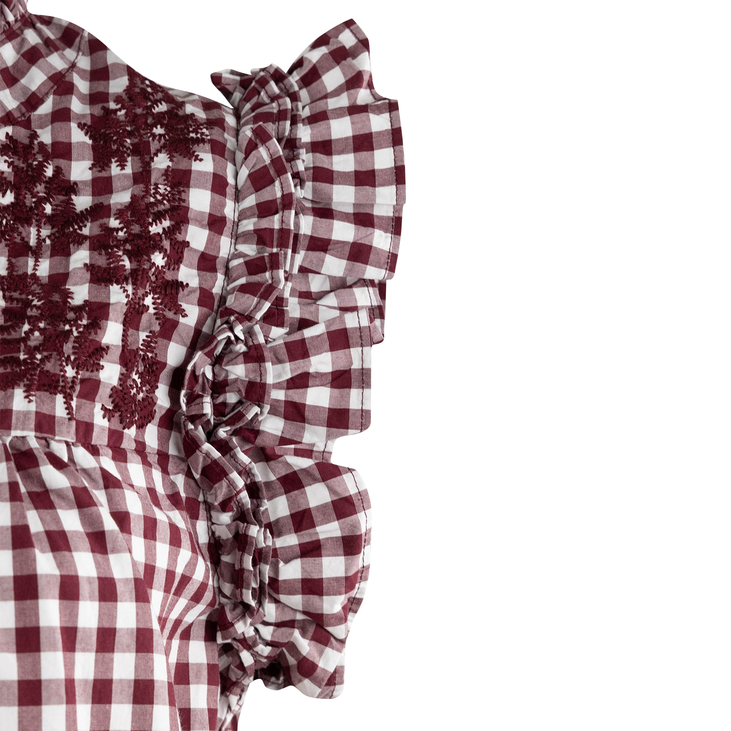 Collegiate Outfitters Lily Gingham Ruffle Top - Maroon