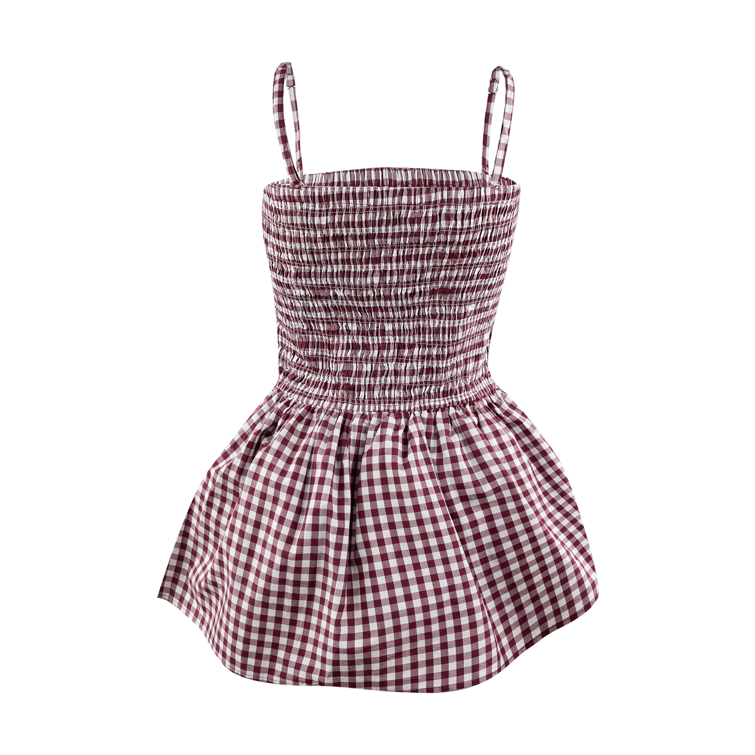 Collegiate Outfitters Sophie Gingham Romper - Maroon