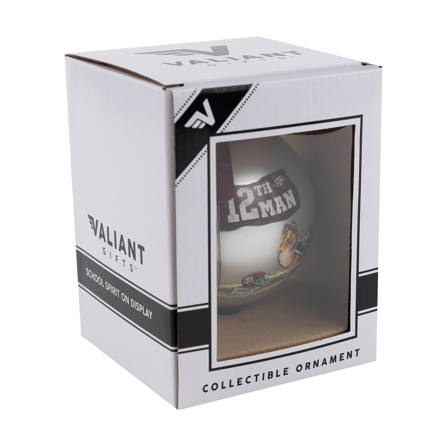 Texas A&M Valiant Reveille Glass Ball Ornament