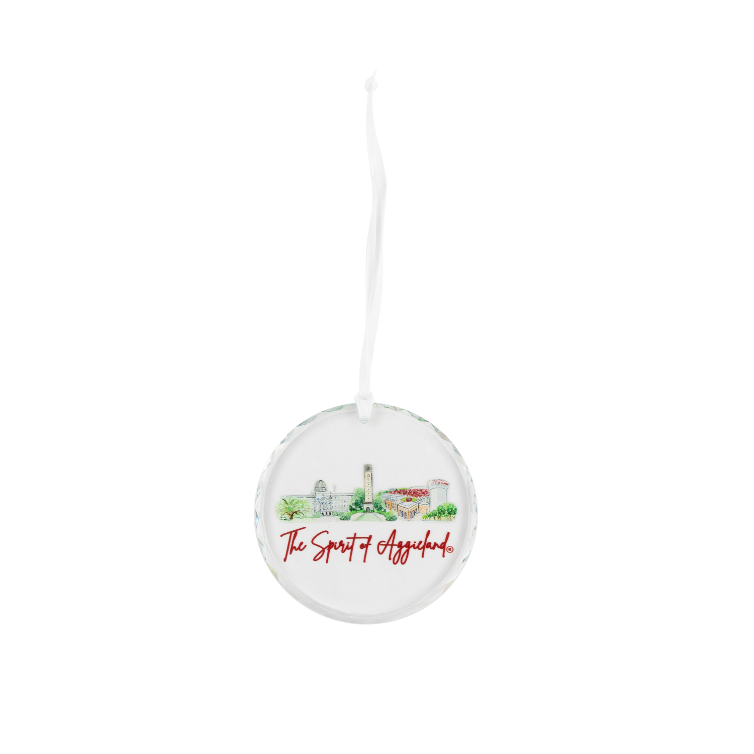 Texas A&M Landmark Glass Ornament - Clear